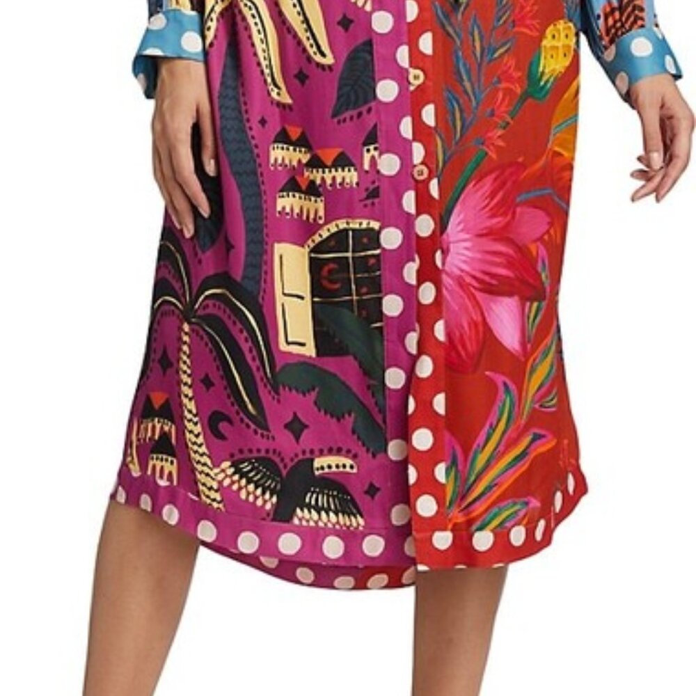NWT Farm Rio Earth Rainbow Button Shirtdress M - Picture 2 of 5